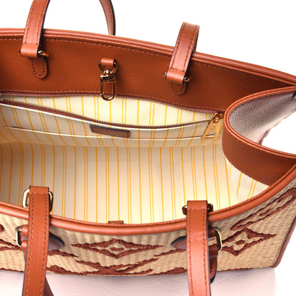 Louis Vuitton Raffia Calfskin Monogram Giant Onthego MM Tan 4 of 4