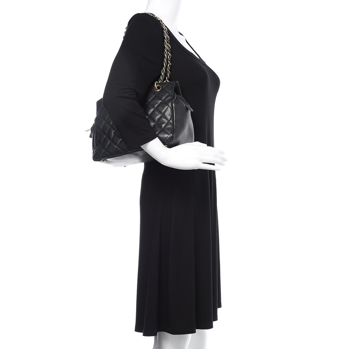 Caviar Quilted Petit Timeless Tote PTT Black