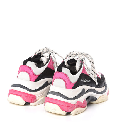 Balenciaga Fabric Mesh Womens Triple S Sneakers 37 Rose Fluo Black White 4 of 8