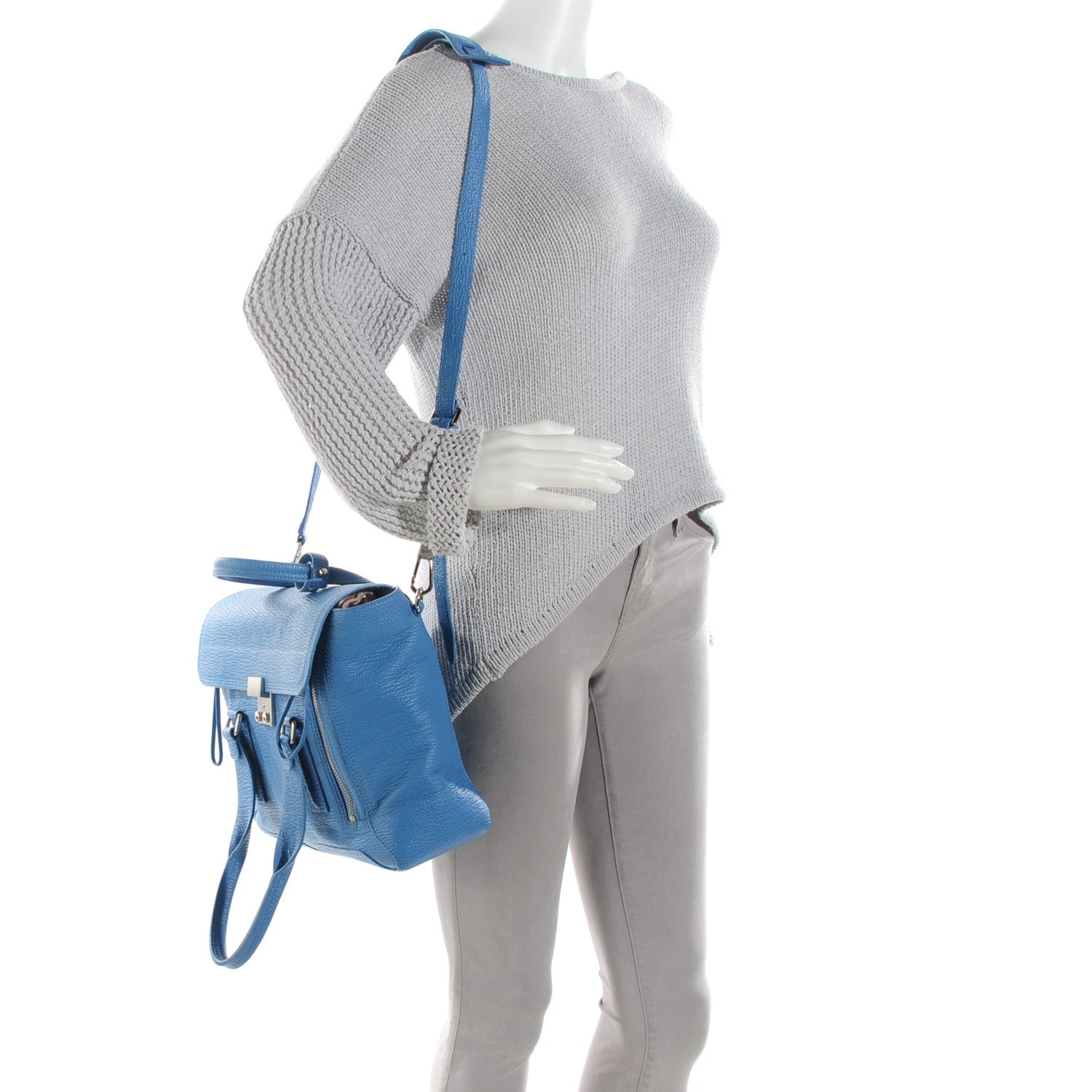 3.1 Phillip Lim 3.1 Textured Calfskin Medium Pashli Satchel Memphis Blue 4 of 8