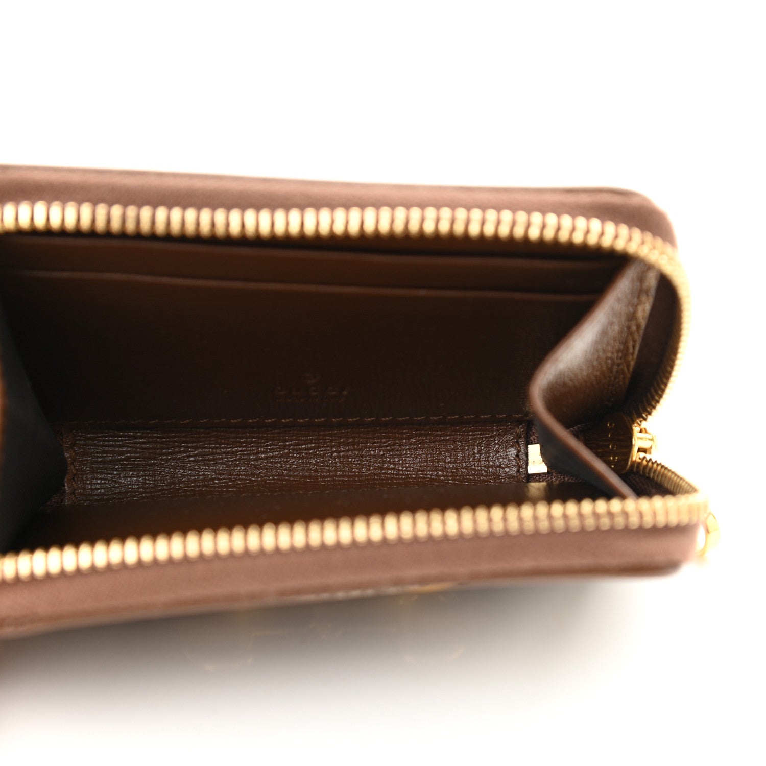 Gucci GG Supreme Monogram Azalea Calfskin Horsebit 1955 Zip Around ID Card Case Wallet Beige Ebony Brown Sugar 5 of 8