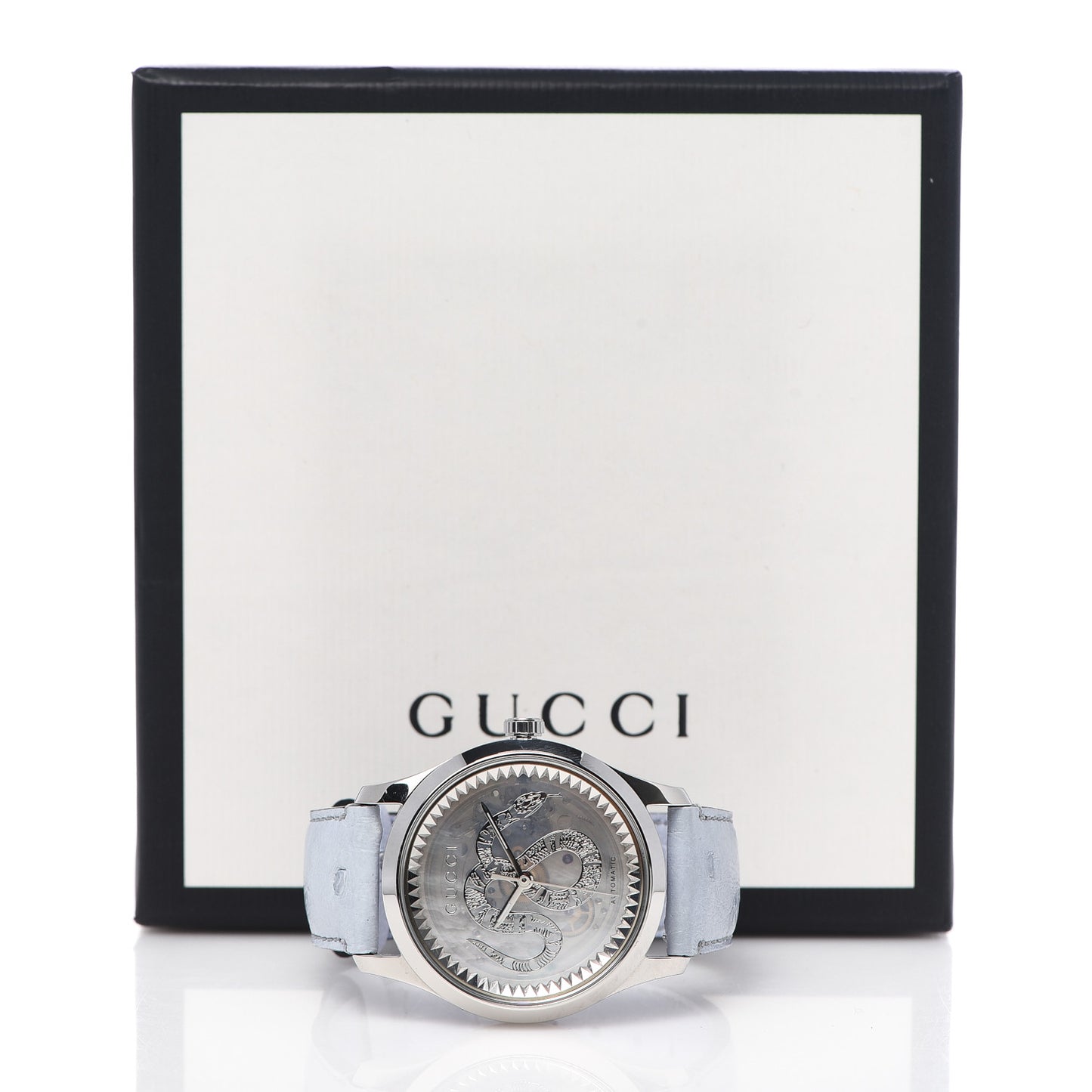 Stainless Steel Ostrich Blue Mother of Pearl 38mm G-Timeless Snake Automatic Watch