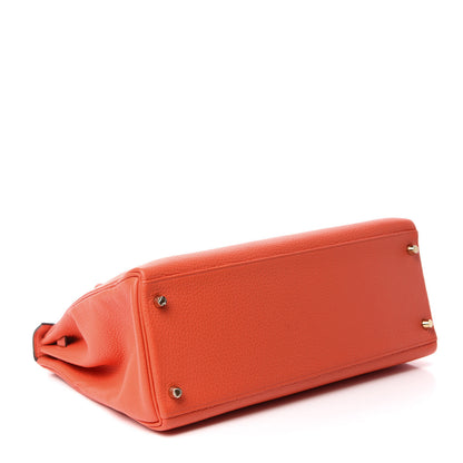 Hermes Taurillon Clemence Kelly Retourne 35 Orange Poppy 4 of 11