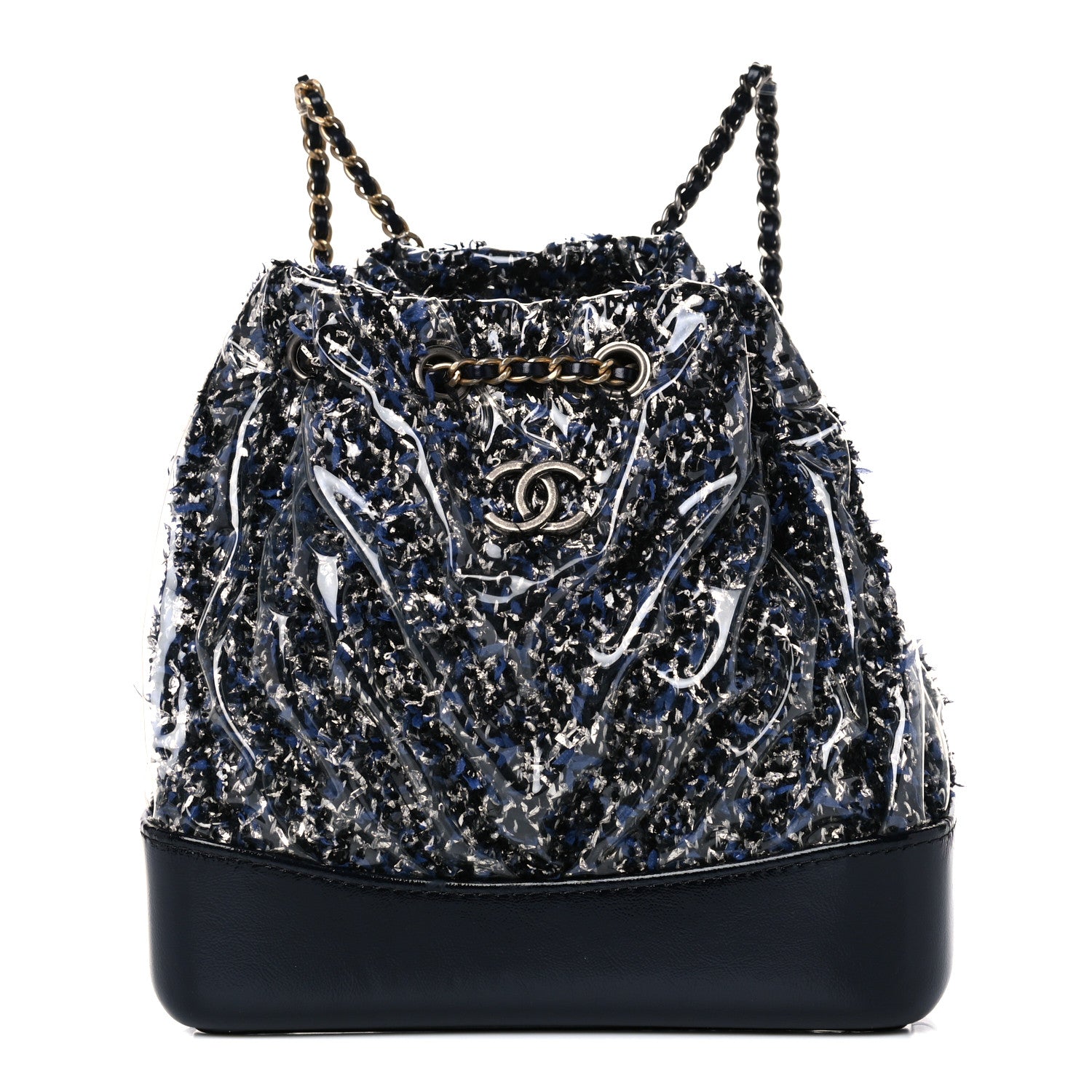 Chanel Tweed PVC Quilted Gabrielle Backpack Navy Black 1 of 9