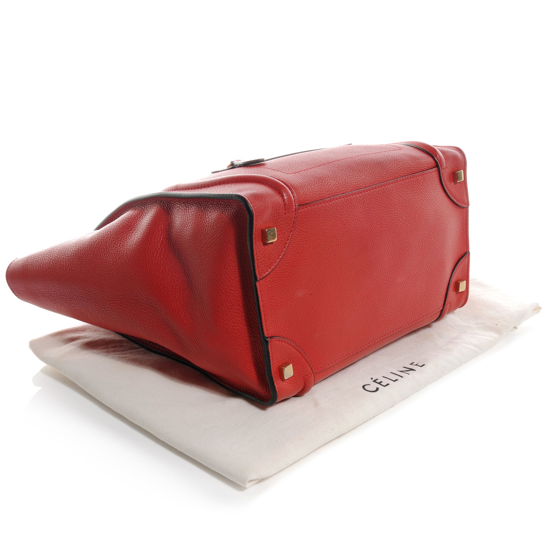 Celine Drummed Calfskin Mini Luggage Bag Red 4 of 10