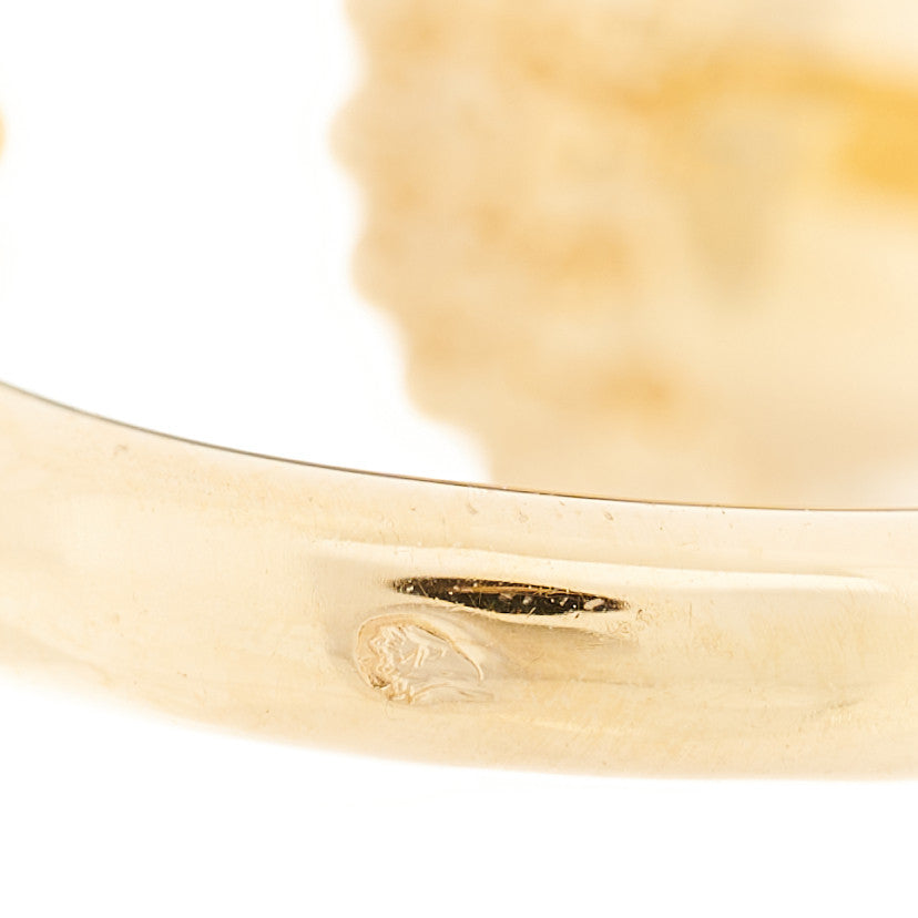 Van Cleef & Arpels 18K Yellow Gold Diamond Malachite Perlee Couleurs Between The Finger Ring 53 6.5 7 of 10