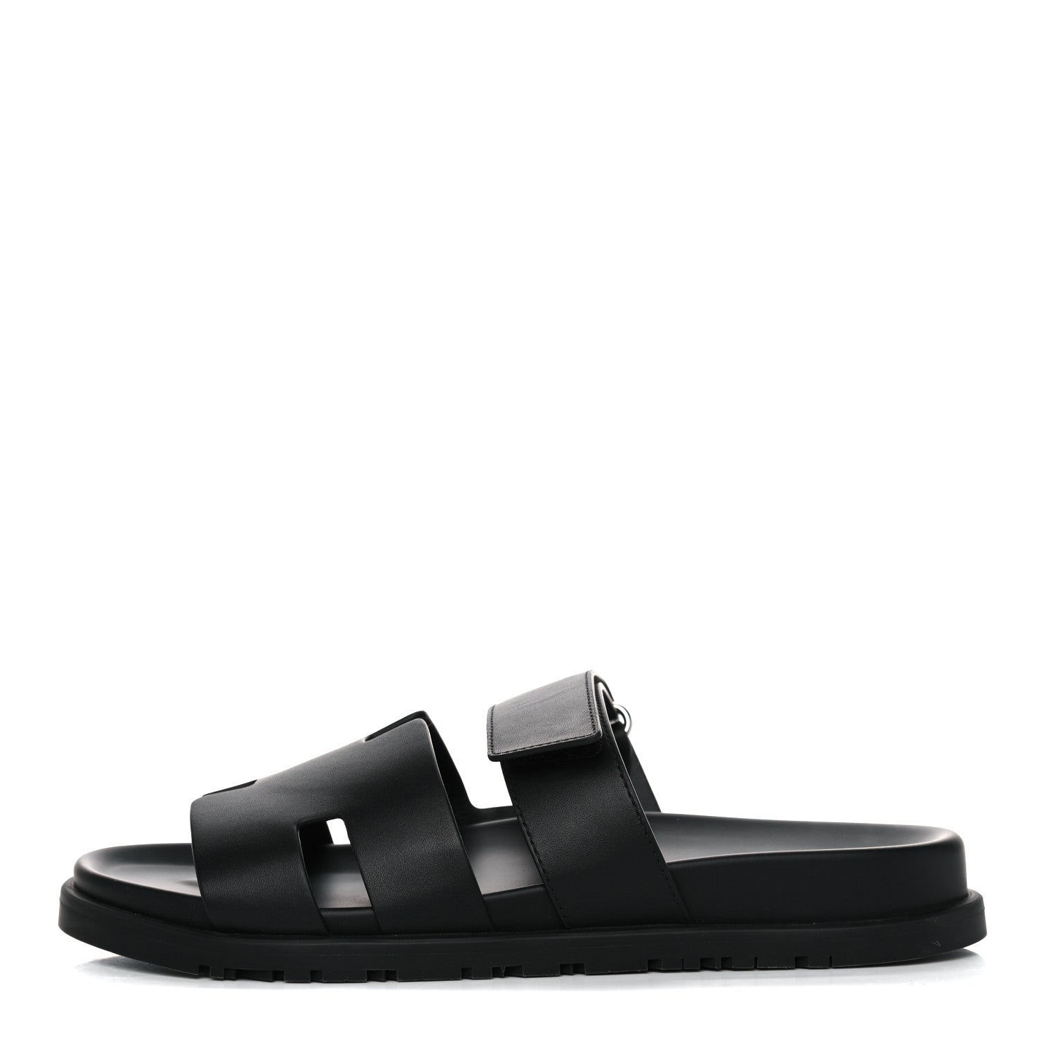 Hermes Calfskin Mens Chypre Sandals 41 Black 1 of 12