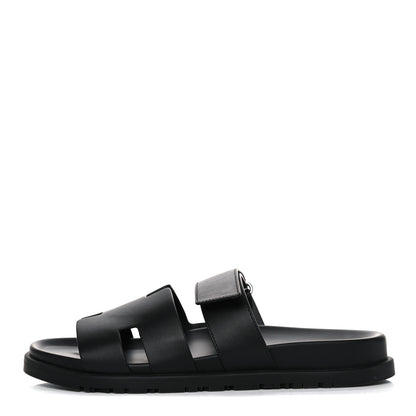 Hermes Calfskin Mens Chypre Sandals 41 Black 1 of 12