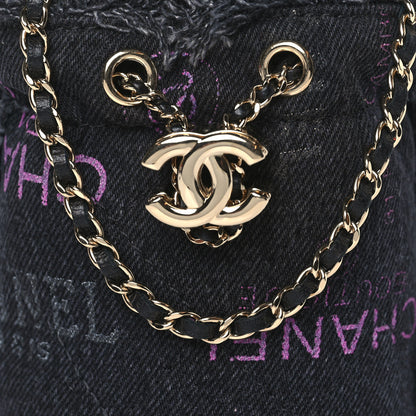 Chanel Denim Quilted Mood Mini Bucket With Chain Black Multicolor 8 of 10