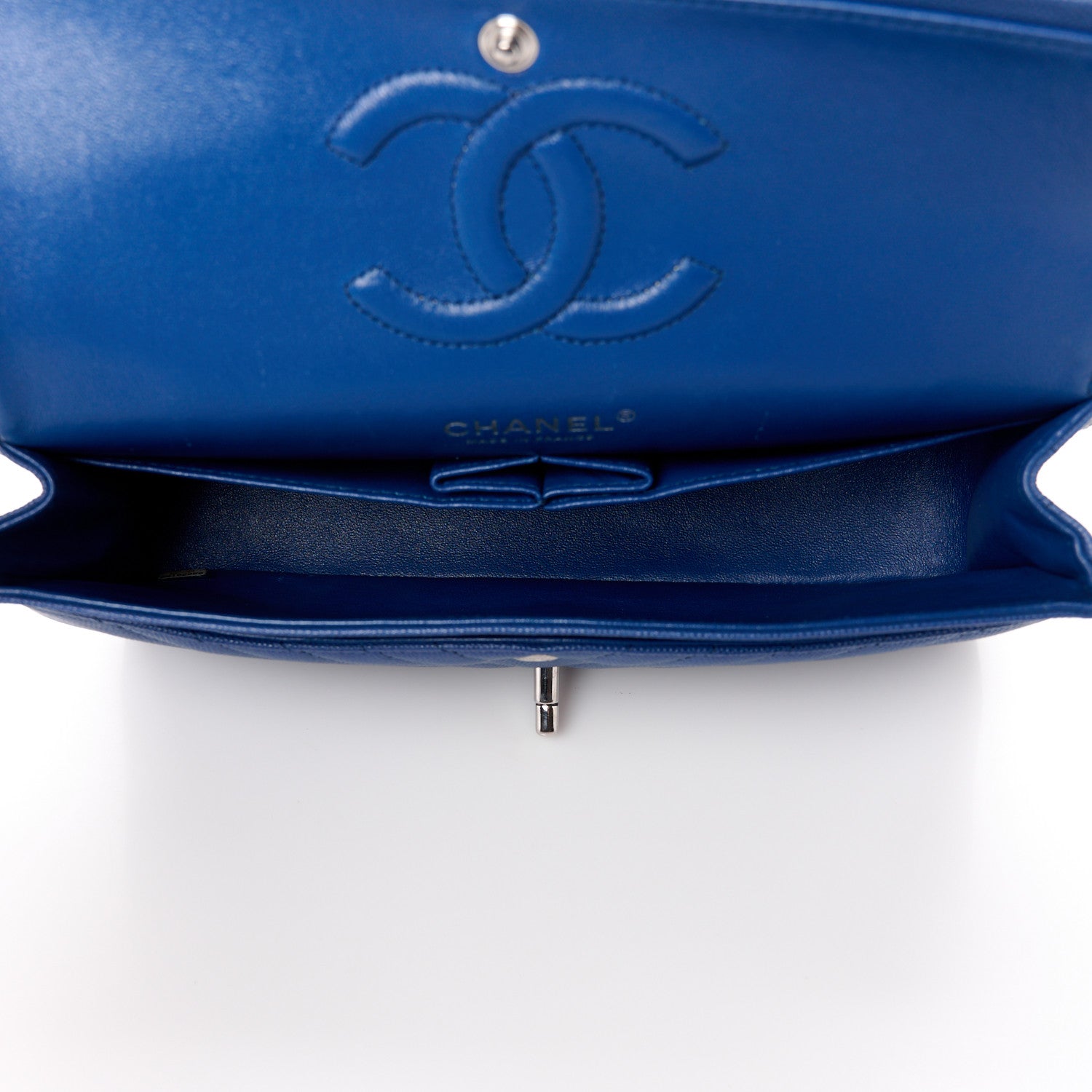 Chanel Caviar Chevron Quilted Small Double Flap Blue 5 of 11
