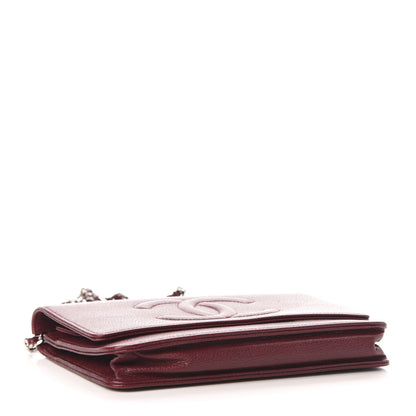 Chanel Caviar Timeless CC Wallet on Chain WOC Dark Red 4 of 16