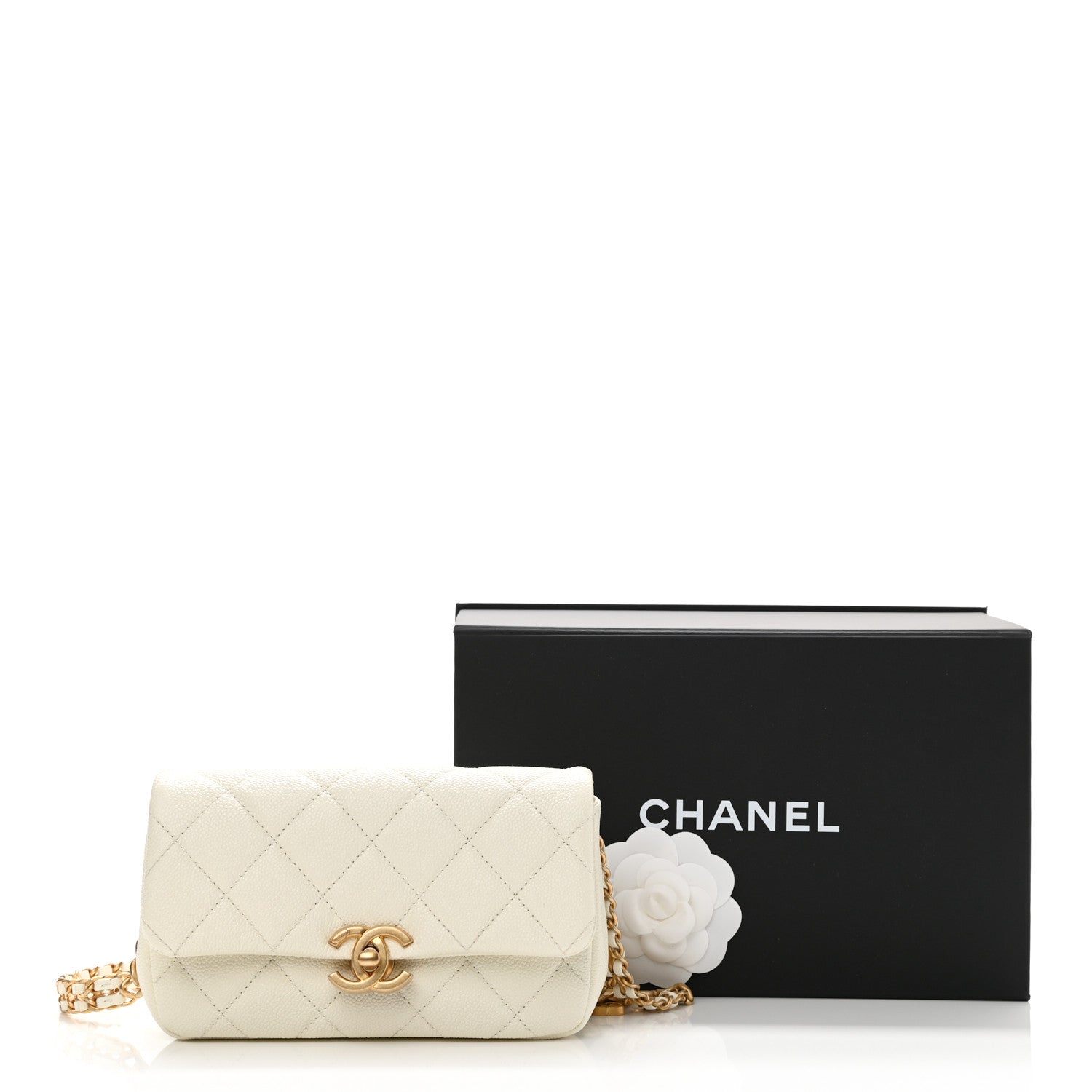 Chanel Caviar Quilted Chain Melody Waist Belt Bag White 11 of 11