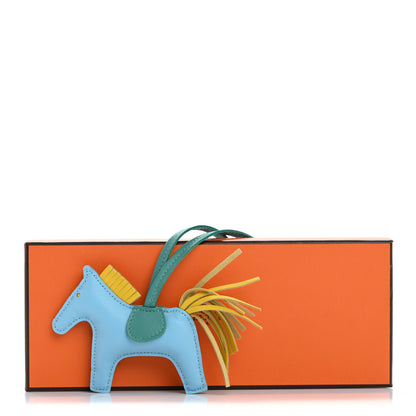 Hermes Milo Lambskin Grigri Rodeo Horse Bag Charm PM Bleu Celeste Lime Malachite 4 of 4