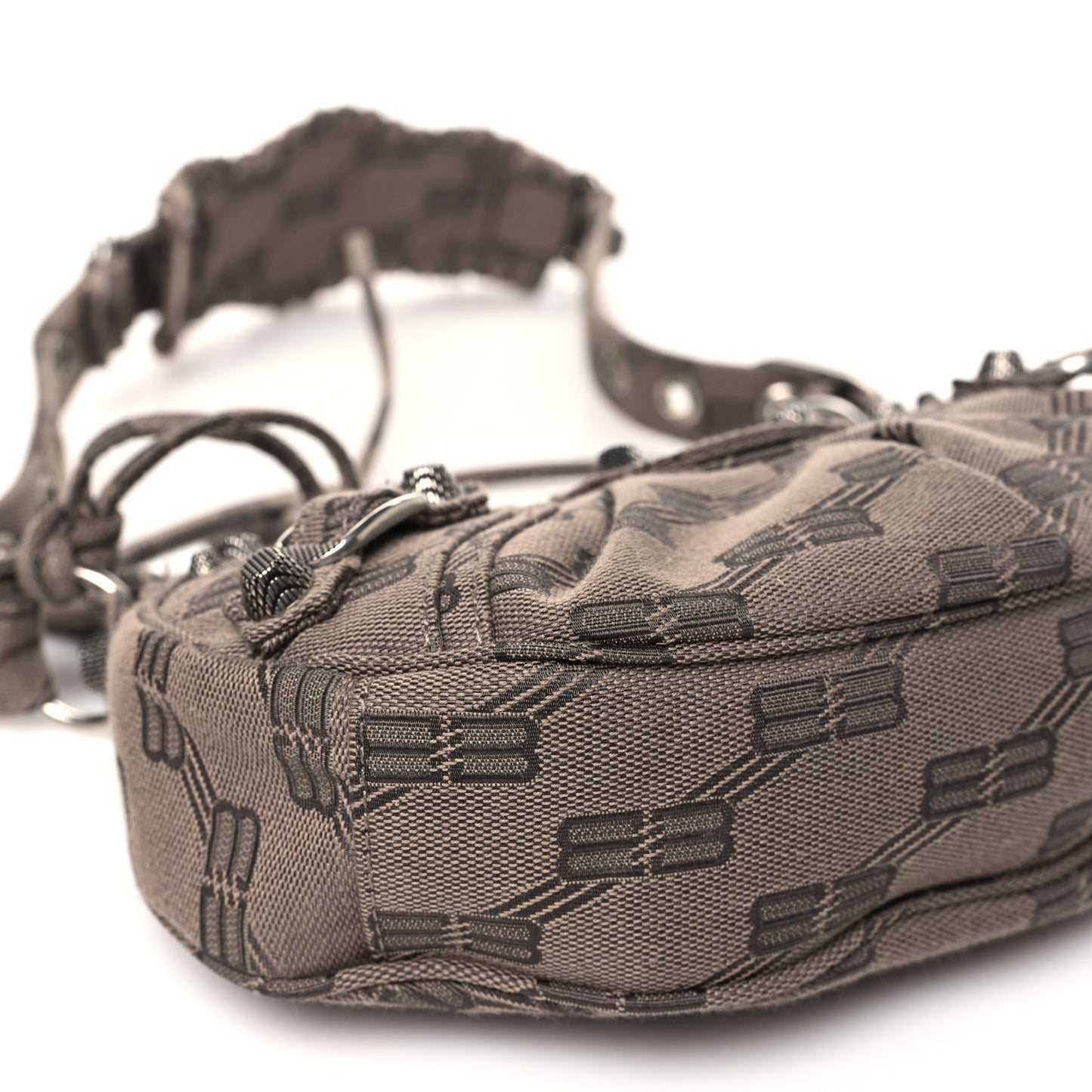 Jacquard Canvas BB Monogram Le Cagole Shoulder Bag XS Beige Brown
