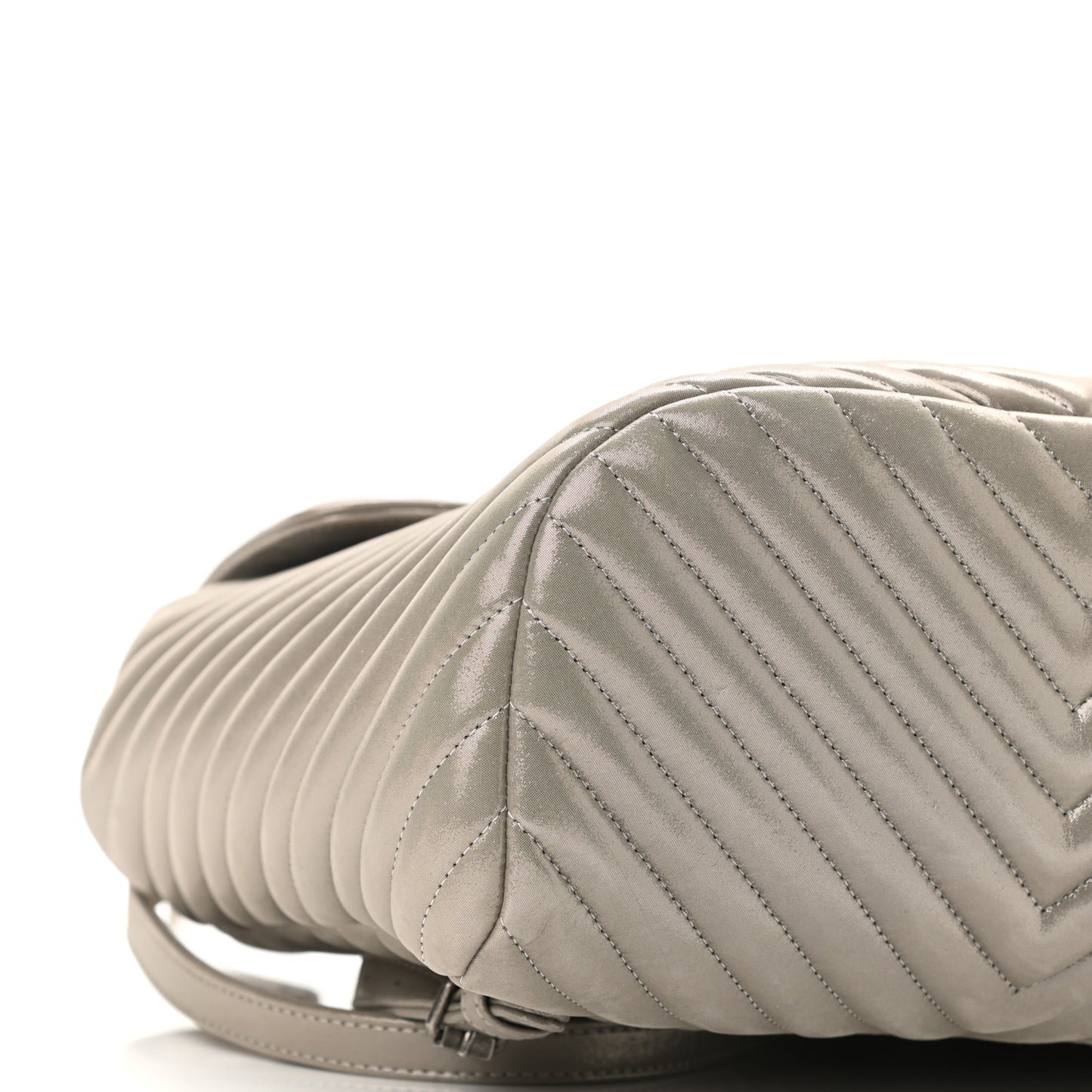 Iridescent Calfskin Chevron Quilted Small Urban Spirit Backpack Silver