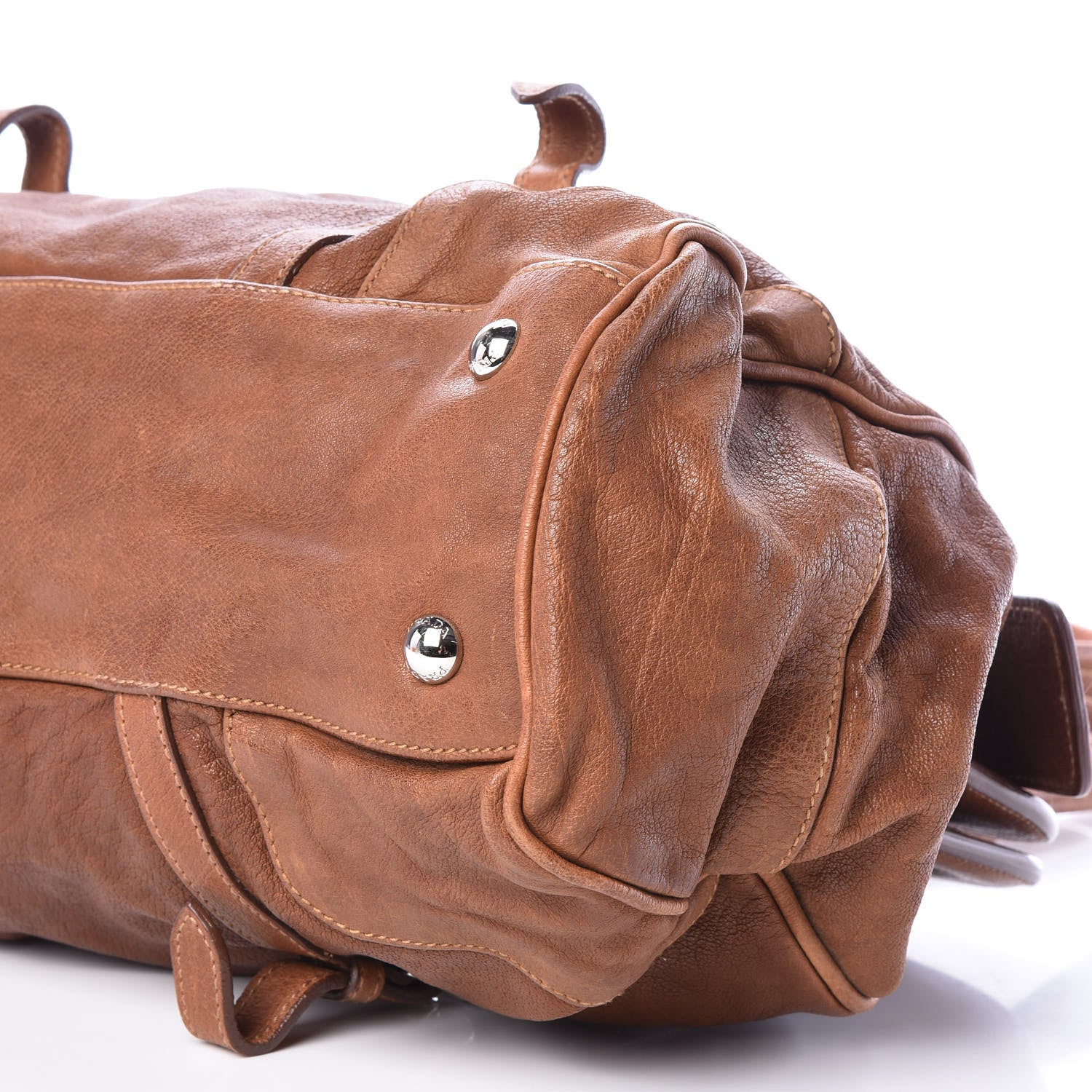 Prada Washed Buffalo Frame Bag Brandy 8 of 11