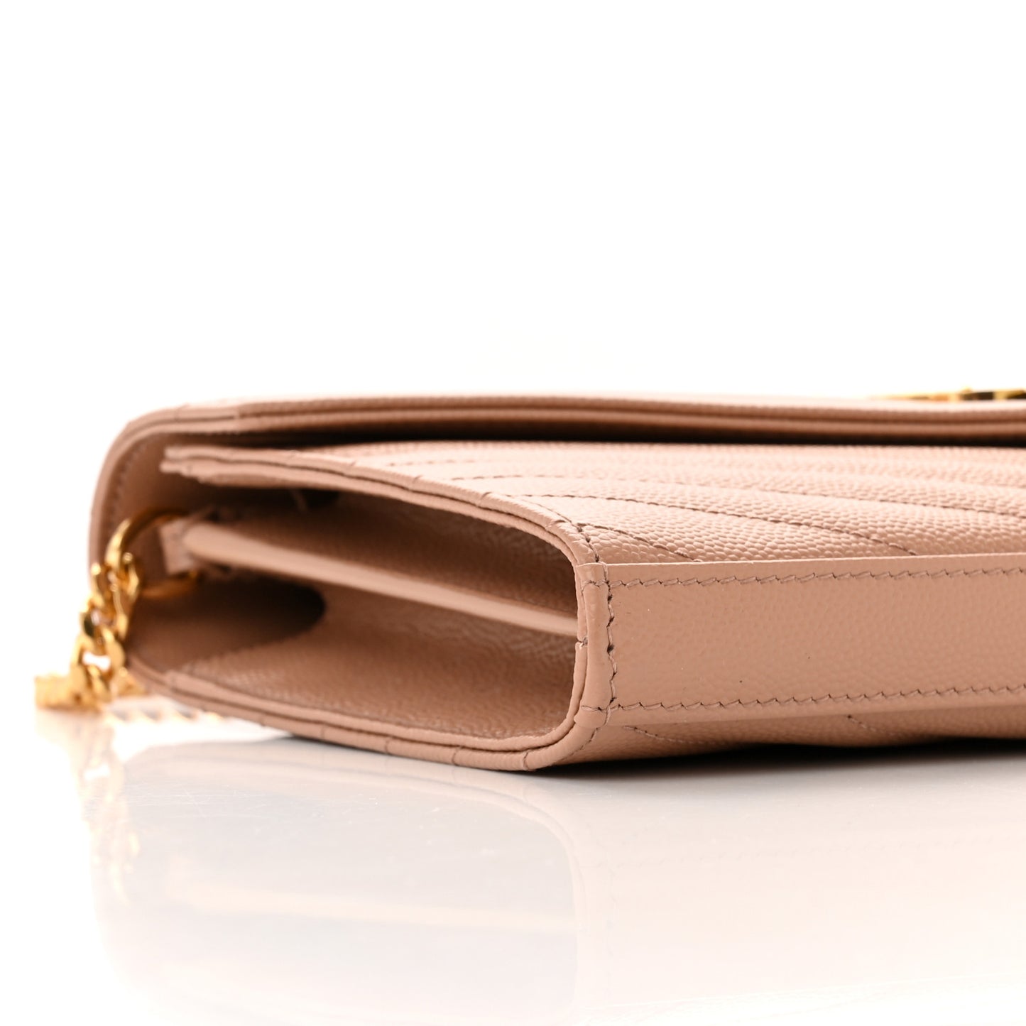 Grain De Poudre Matelasse Chevron Monogram Chain Wallet Vintage Peach
