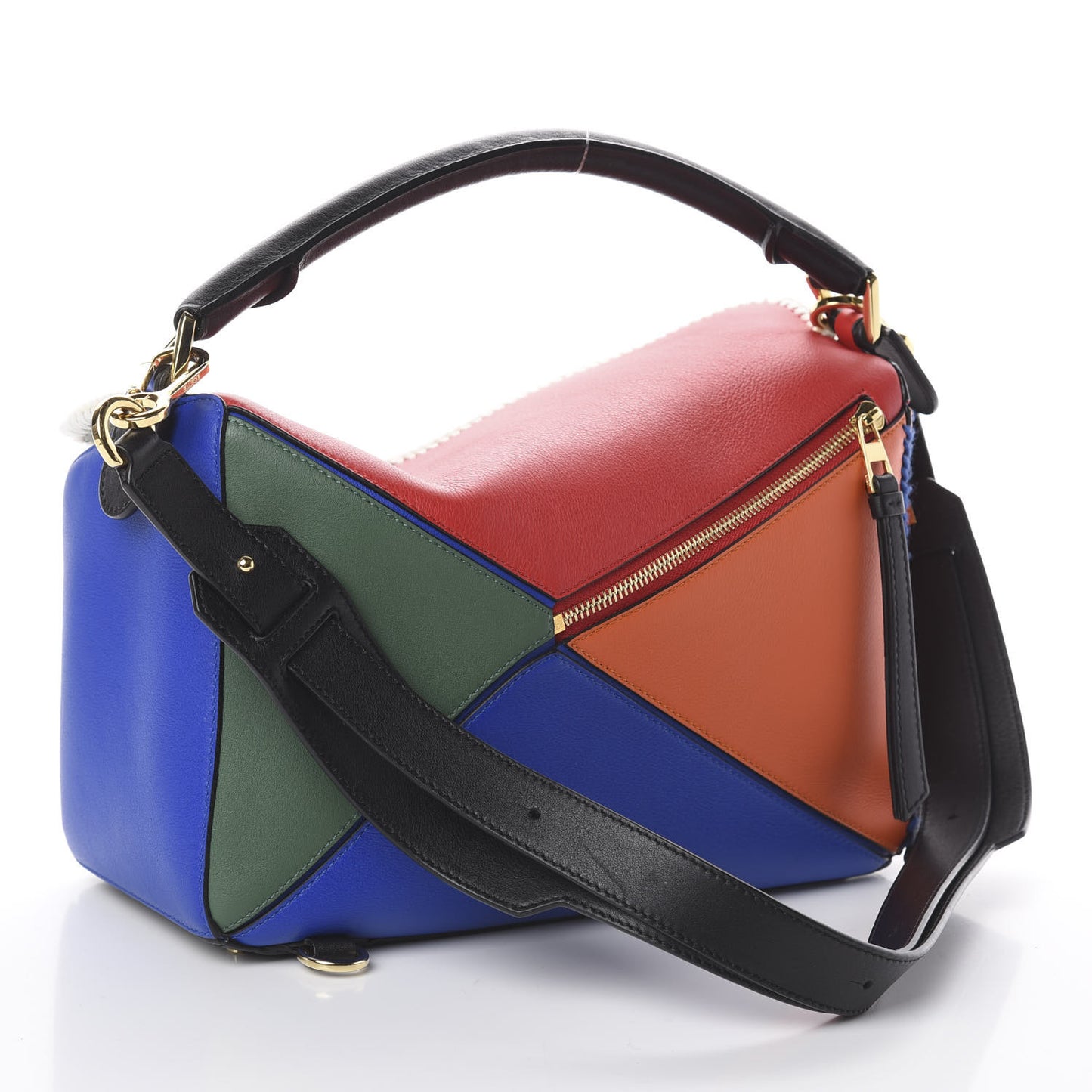 Calfskin Medium Patchwork Puzzle Bag Multicolor