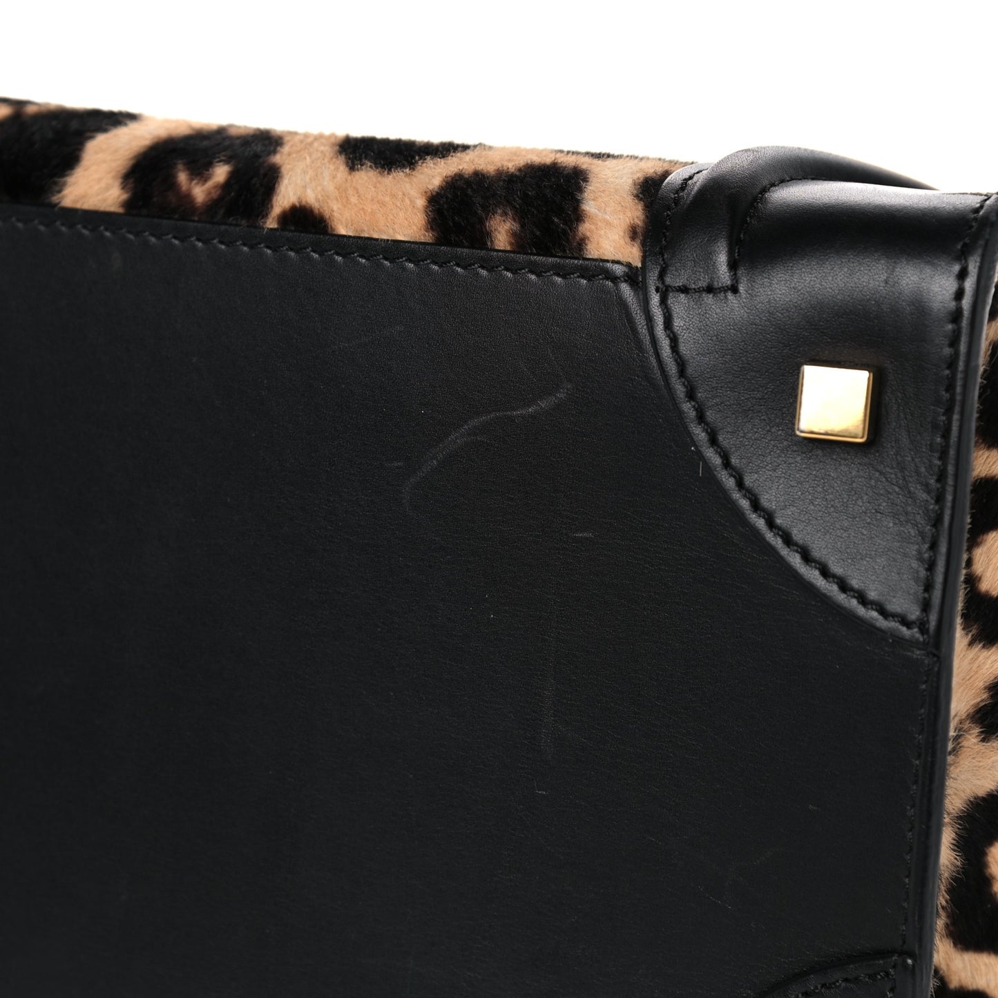 Leopard Pony Hair Mini Luggage Brown