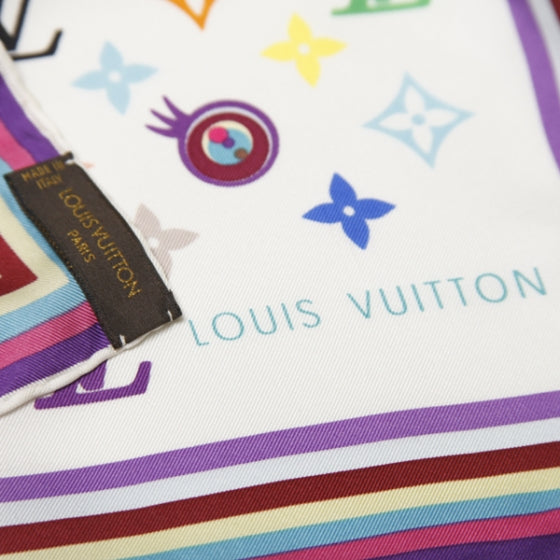Louis Vuitton Silk Multicolor Eye Love Scarf White 5 of 6