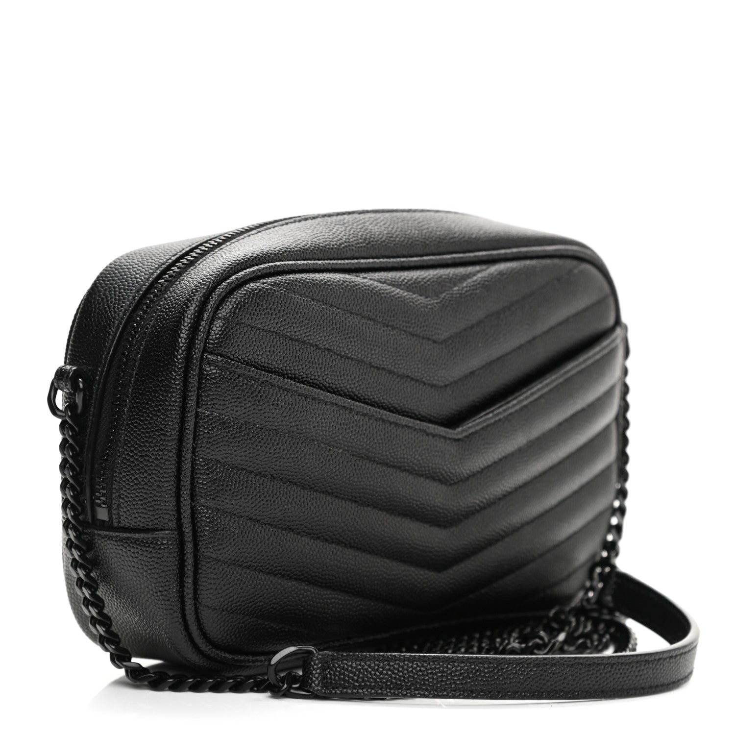 Saint Laurent Grain De Poudre Matelasse Monogram Mini Lou Camera Bag Black 3 of 7