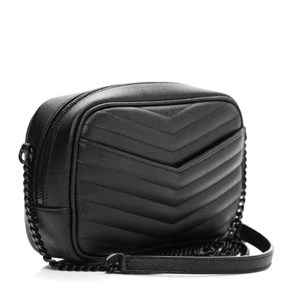 Saint Laurent Grain De Poudre Matelasse Monogram Mini Lou Camera Bag Black 3 of 7