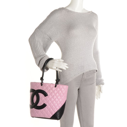 Chanel Calfskin Quilted Medium Cambon Tote Pink Black 2 of 7