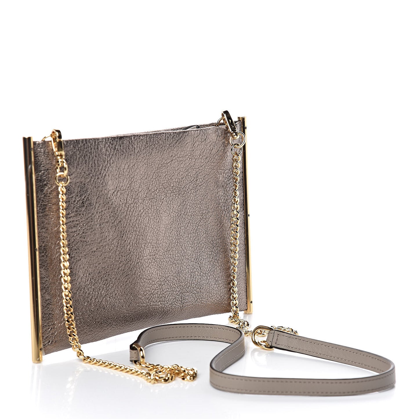 Metallic Calfskin Mini Roy Chain Pouch Gold