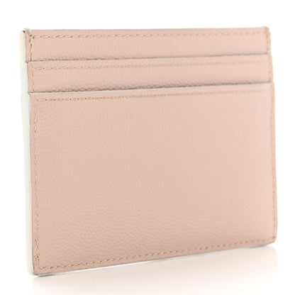 Saint Laurent Grain De Poudre Monogram Credit Card Case Rose 3 of 7