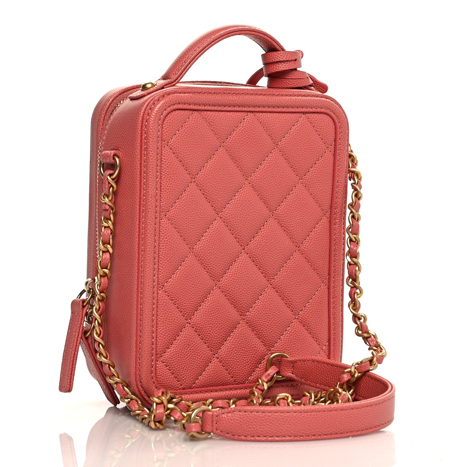 Chanel Caviar Quilted CC North South Filigree Vanity Case Pink 2 of 10