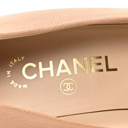 Chanel Grained Calfskin Cap Toe Pumps 38.5 Beige Black 8 of 9