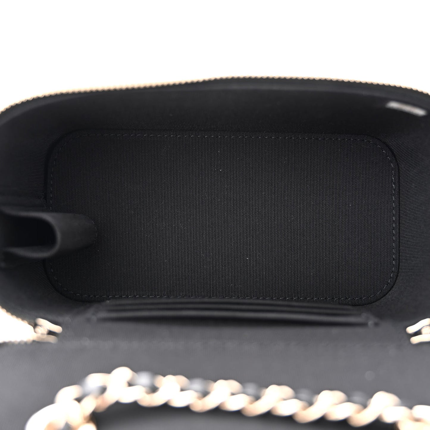 Lambskin Camellia Embossed Small Vanity Case With Chain Black