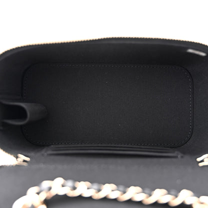Chanel Lambskin Camellia Embossed Small Vanity Case With Chain Black 5 of 12