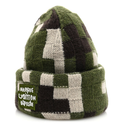 Louis Vuitton Wool Damoflage Beanie Hat Green 1 of 8