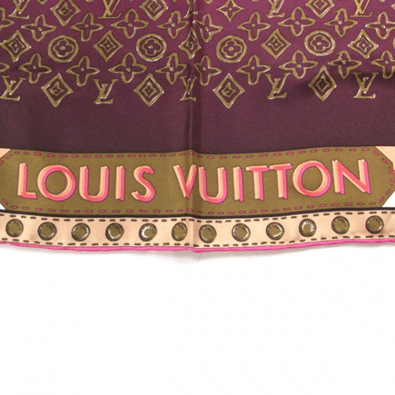 Louis Vuitton Monogram Map Square 100% silk Scarf Cassis 3 of 5