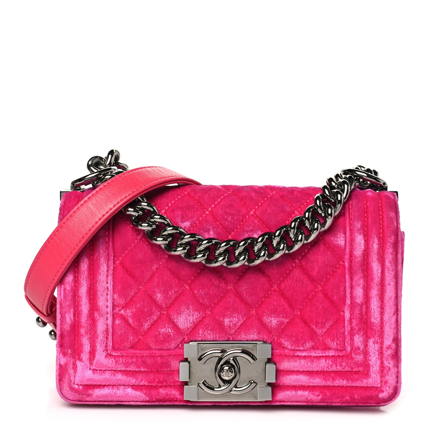 Chanel Velvet Quilted Small Boy Flap Pink 1 of 11