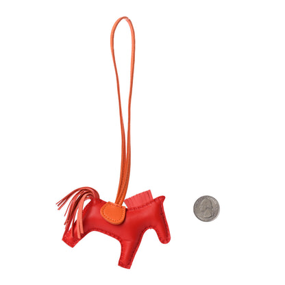 Hermes Milo Lambskin Grigri Rodeo Horse Bag Charm PM Rouge Rose Indien Jaipur Feu 2 of 3