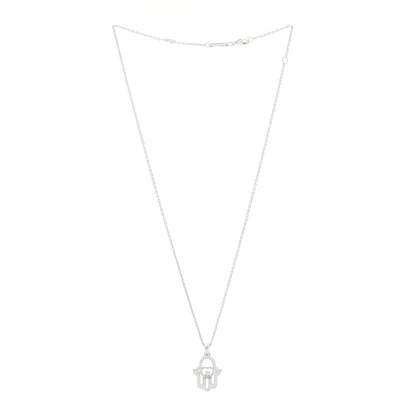 Chopard 18K White Gold Diamond Happy Diamonds Hamsa Pendant Necklace 3 of 6