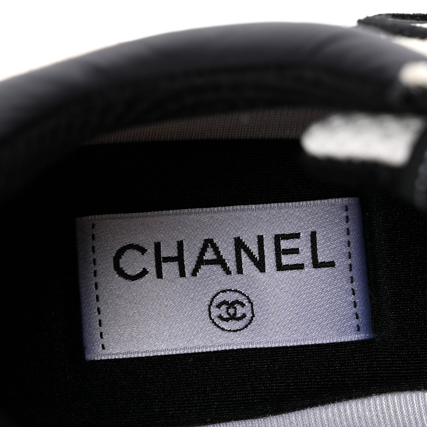 Chanel Mesh Suede Calfskin Grained Calfskin Womens CC Sneakers 38.5 White Black 8 of 10