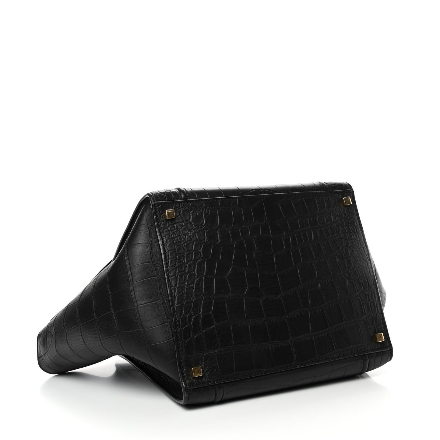 Crocodile Embossed Calfskin Medium Phantom Luggage Black