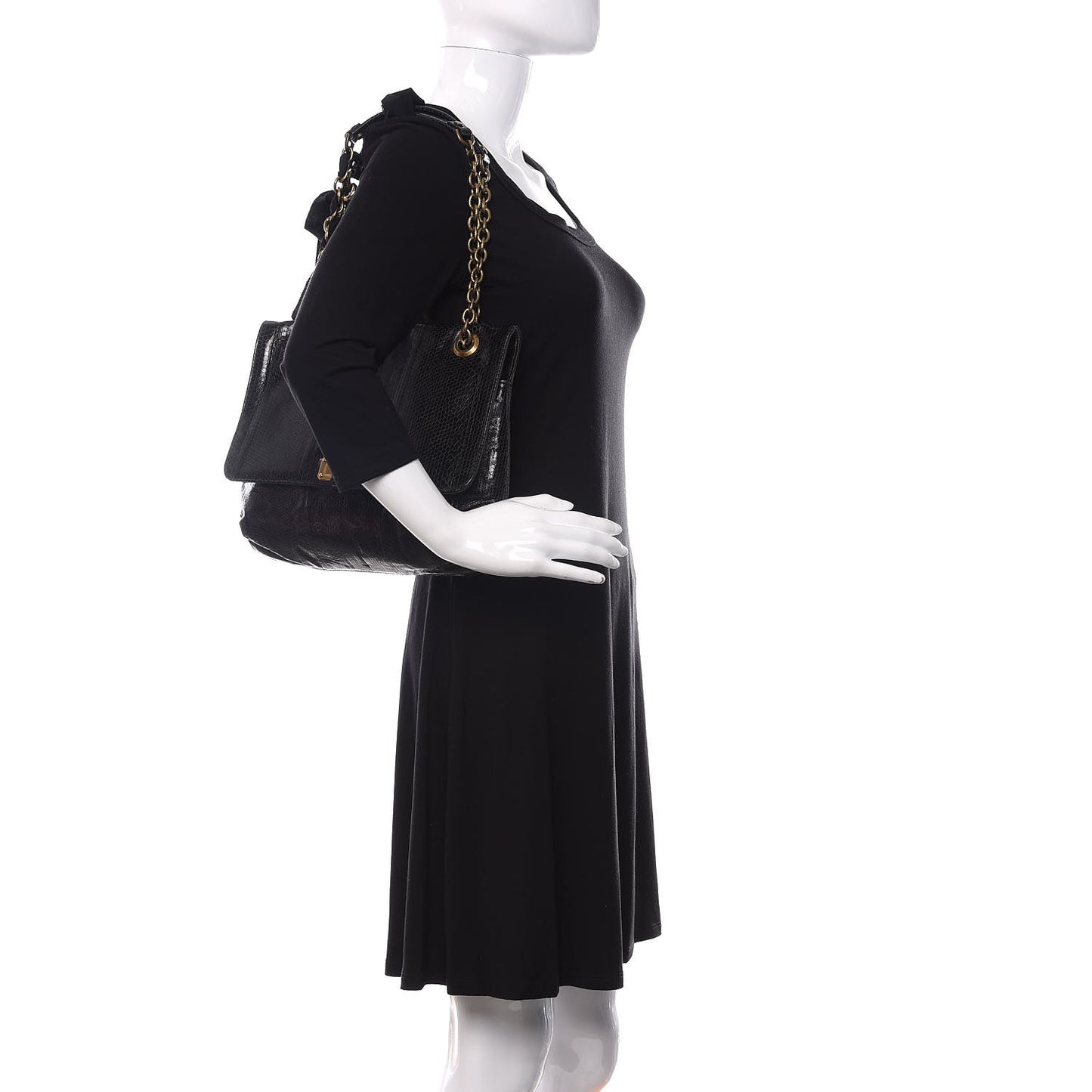 Watersnake Medium Sugar Flap Shoulder Bag Black