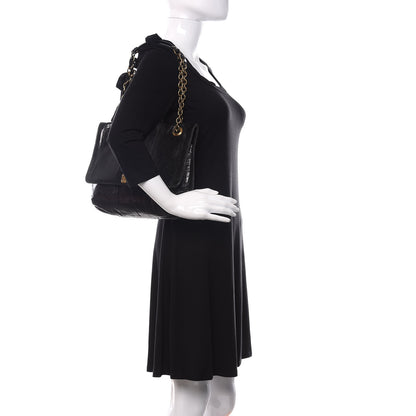 Lanvin Watersnake Medium Sugar Flap Shoulder Bag Black 2 of 9