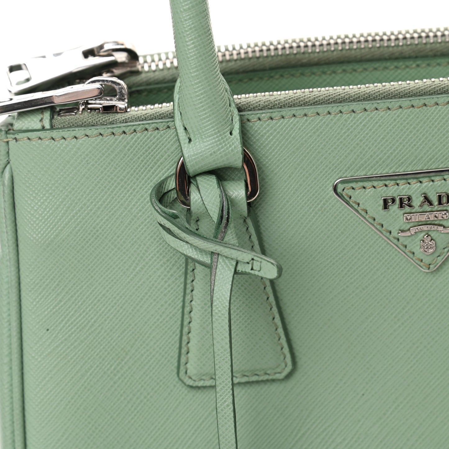 Saffiano Lux Small Galleria Double Zip Tote Acquamarina