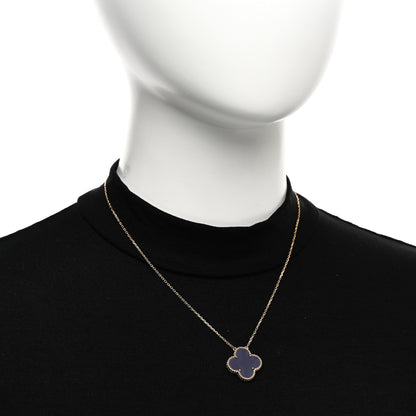 Van Cleef & Arpels 18K Yellow Gold Blue Sevres Porcelain Magic Alhambra Vendome Necklace 2 of 6