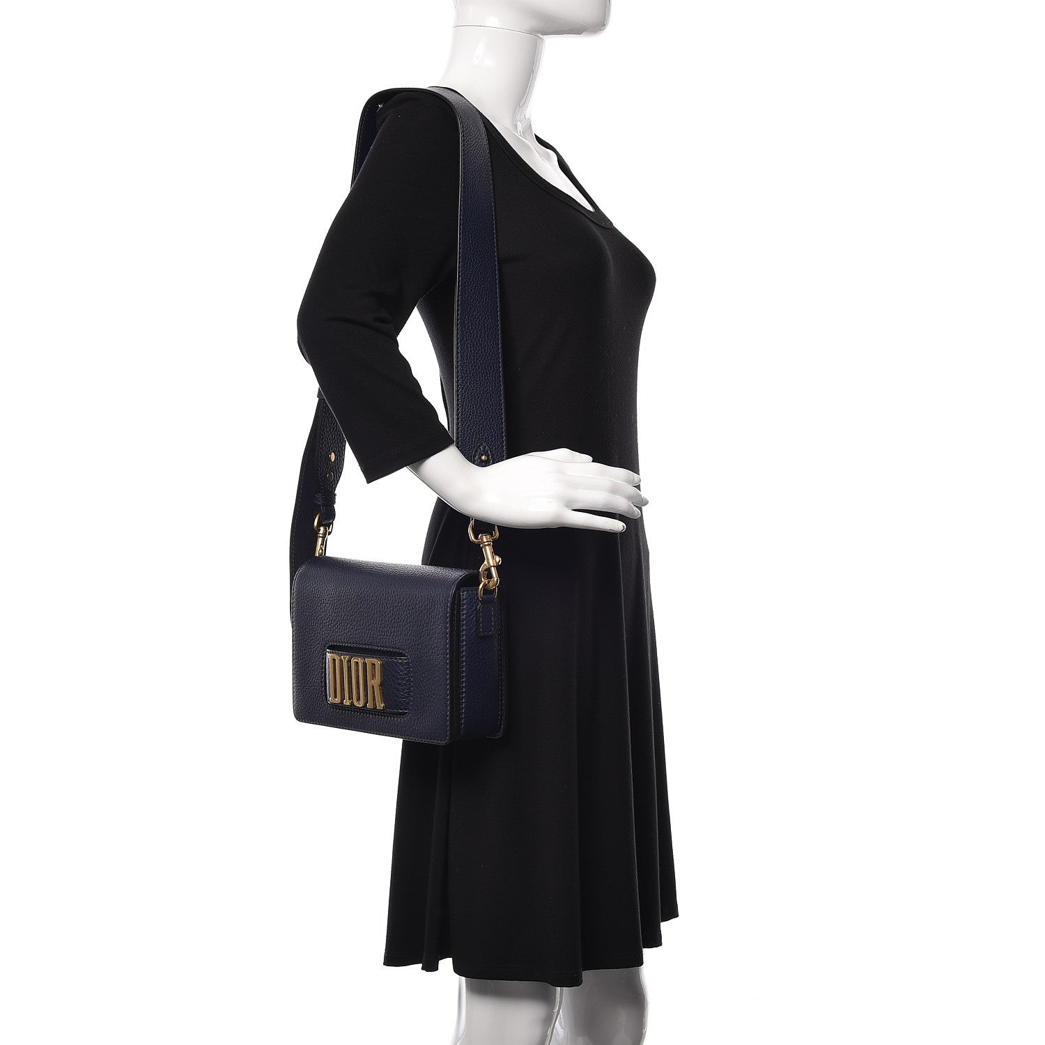 Christian Dior Grained Calfskin Dio(r)evolution Flap Bag Navy Blue 2 of 10