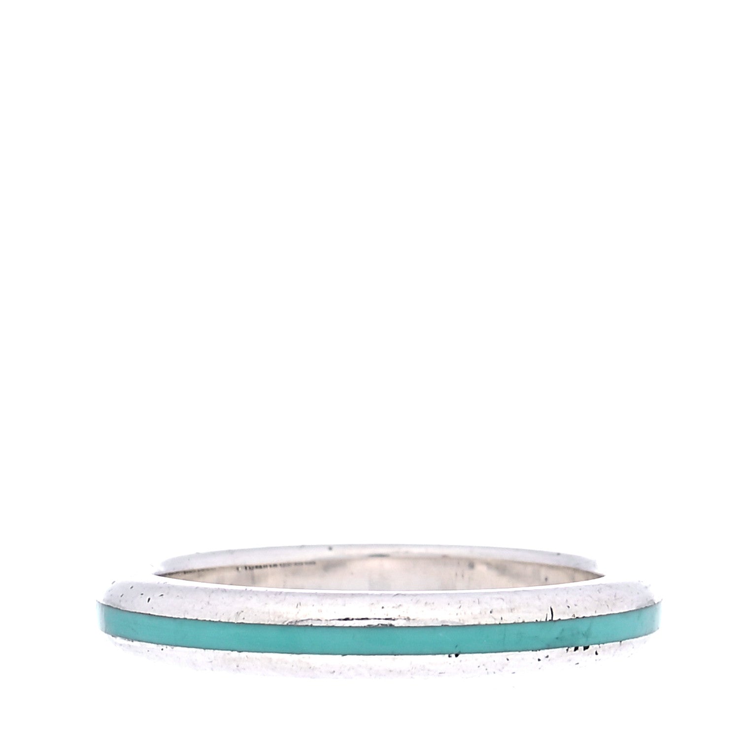 Tiffany Sterling Silver Enamel Stackable Ring Blue 48 4.5 1 of 4