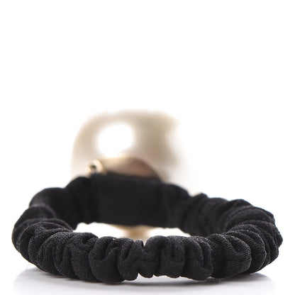 Chanel Pearl CC Hair Tie Black Gold Pearly White 3 of 4