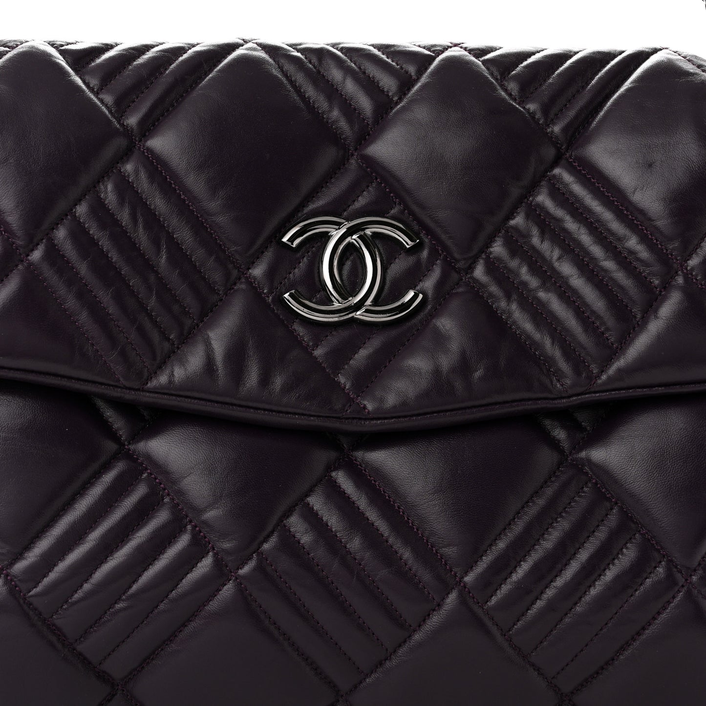 Lambskin In and Out XL Maxi Flap Dark Purple