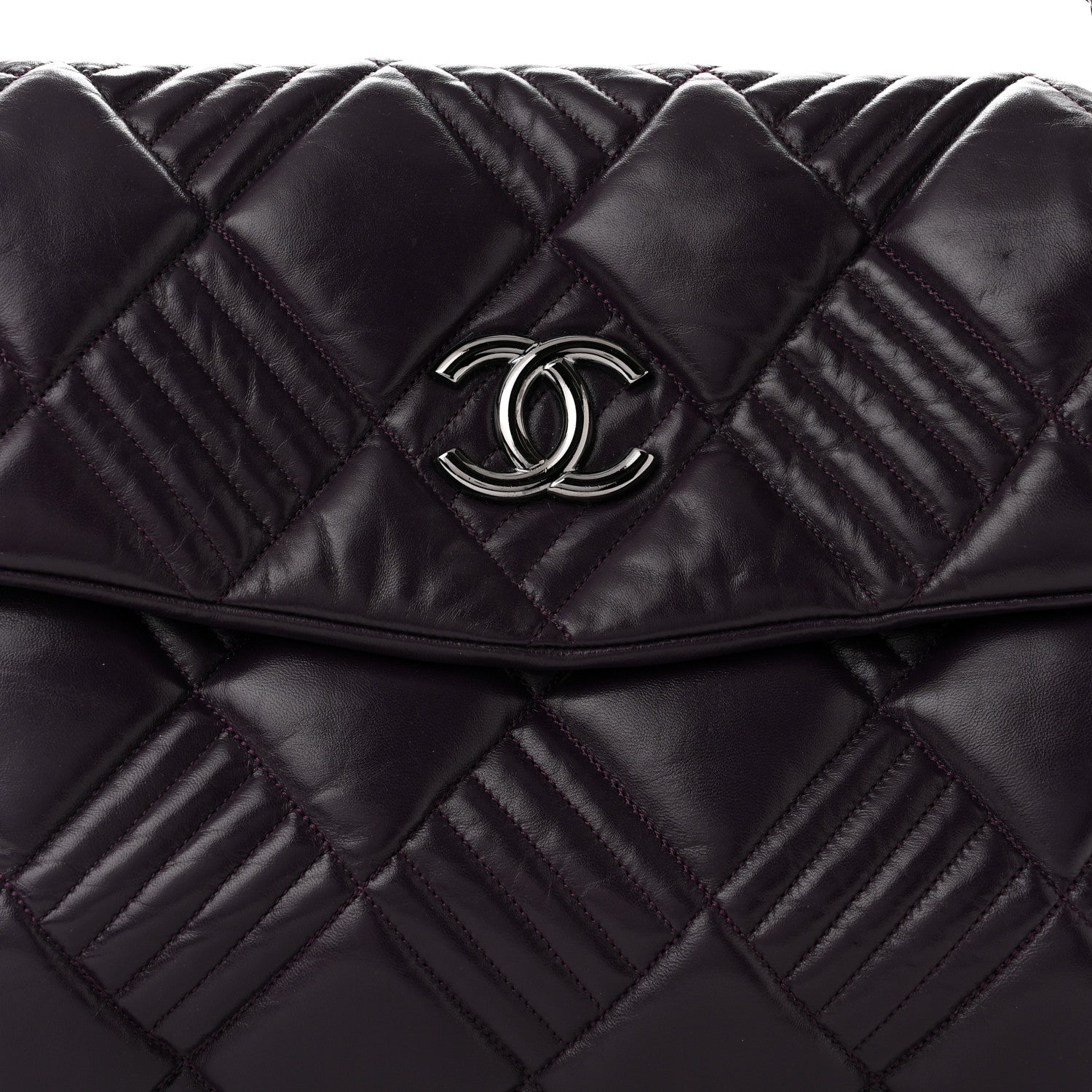 Chanel Lambskin In and Out XL Maxi Flap Dark Purple 8 of 10