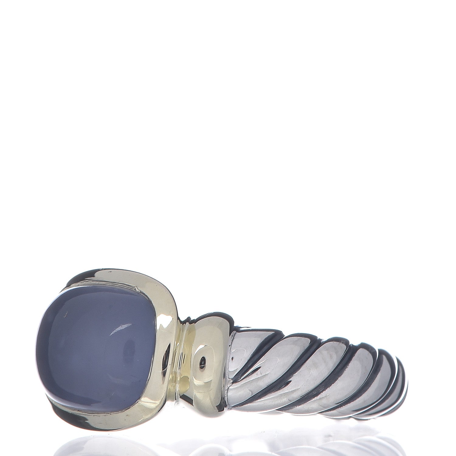 David Yurman Sterling Silver 14K Yellow Gold Chalcedony 10mm Noblesse Ring 53 6.5 3 of 6